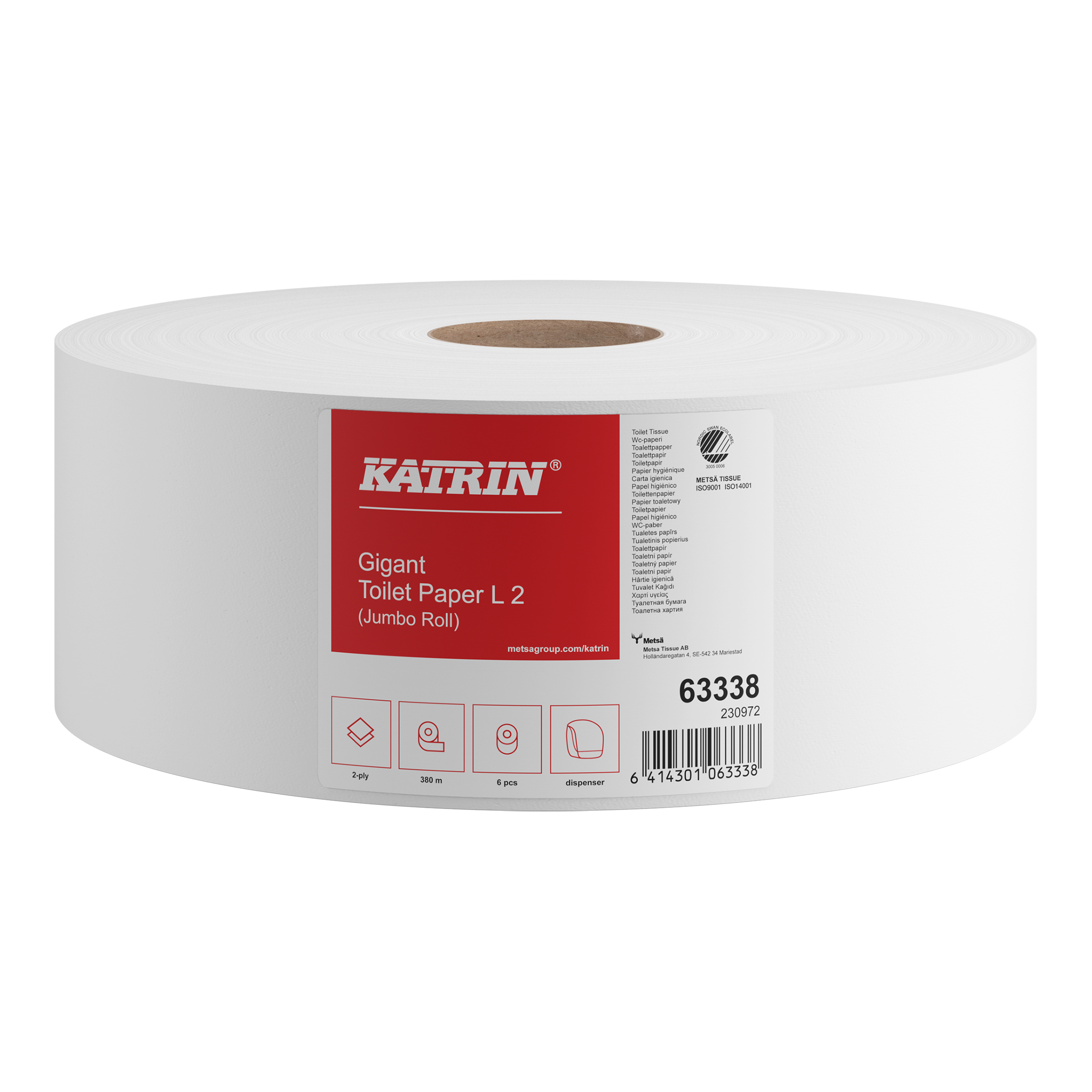 Toalettpapper Katrin Gigant L 2-Lagers Vit 380M
