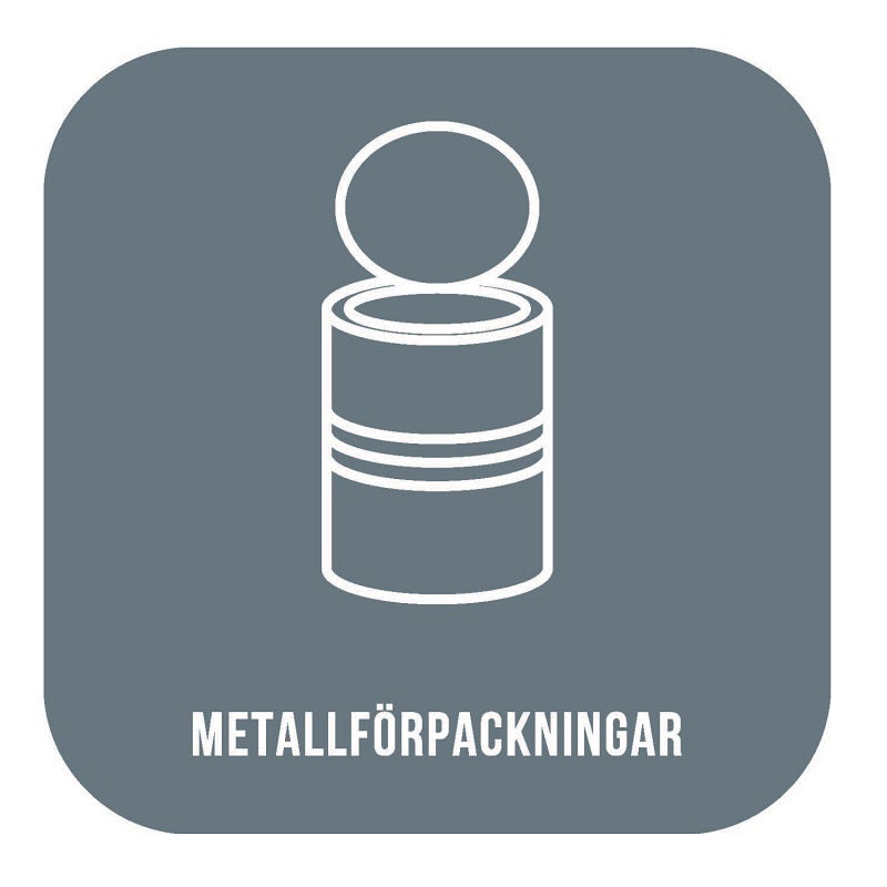 Dekal Sorteringskärl metallförpackning Grå
