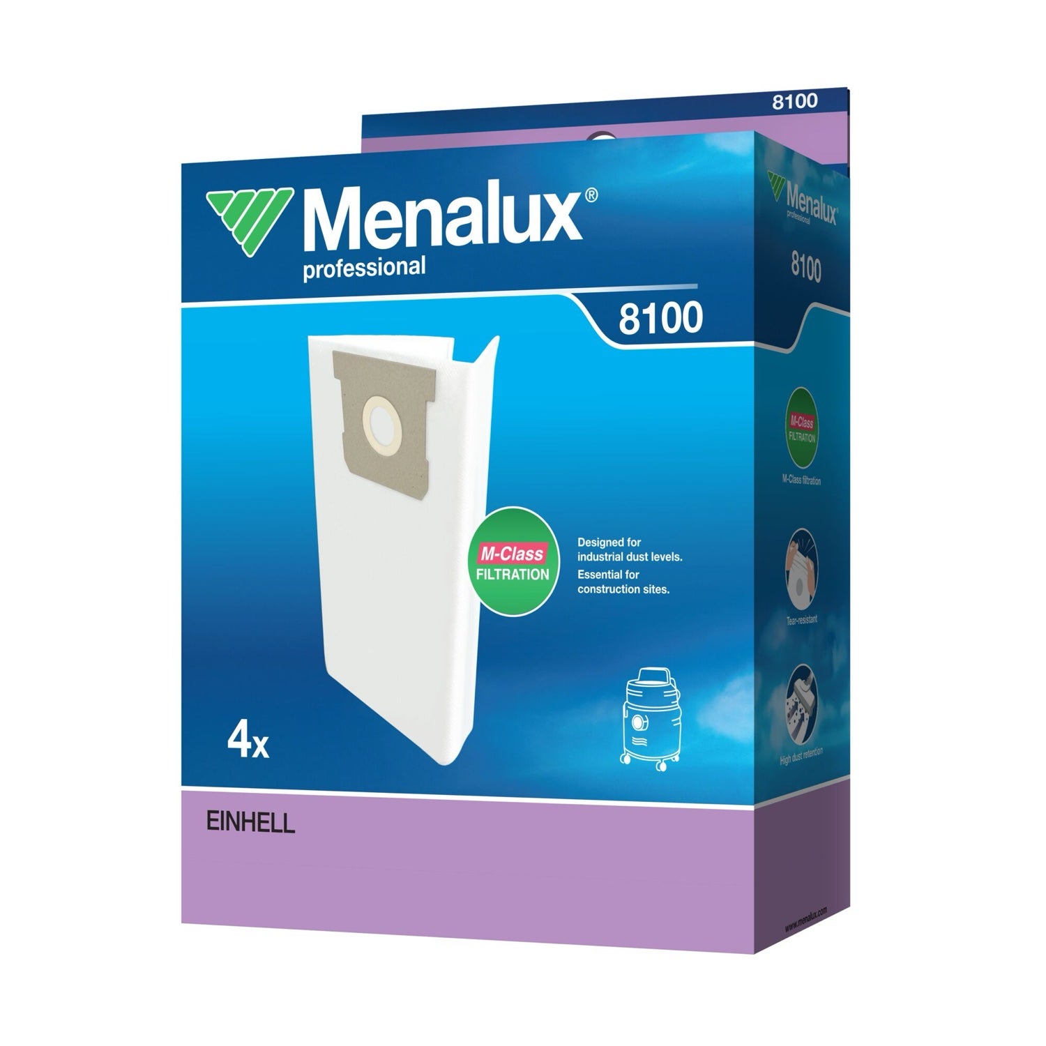 Dammsugarpåsar Einhell 12 Menalux 8100 4-pack