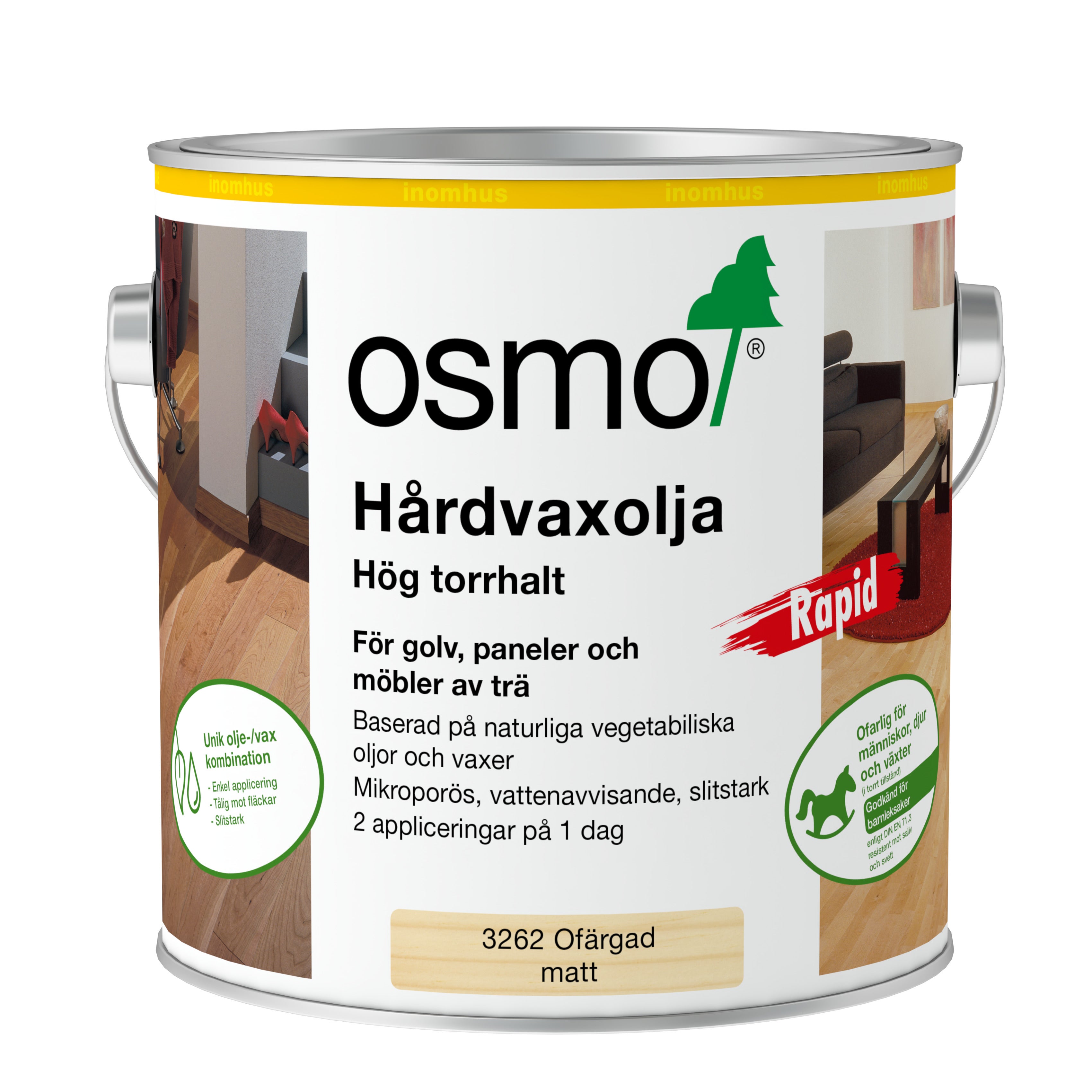 Hårdvaxolja Rapid 3262 Osmo Ofärgad 2,5 l Matt