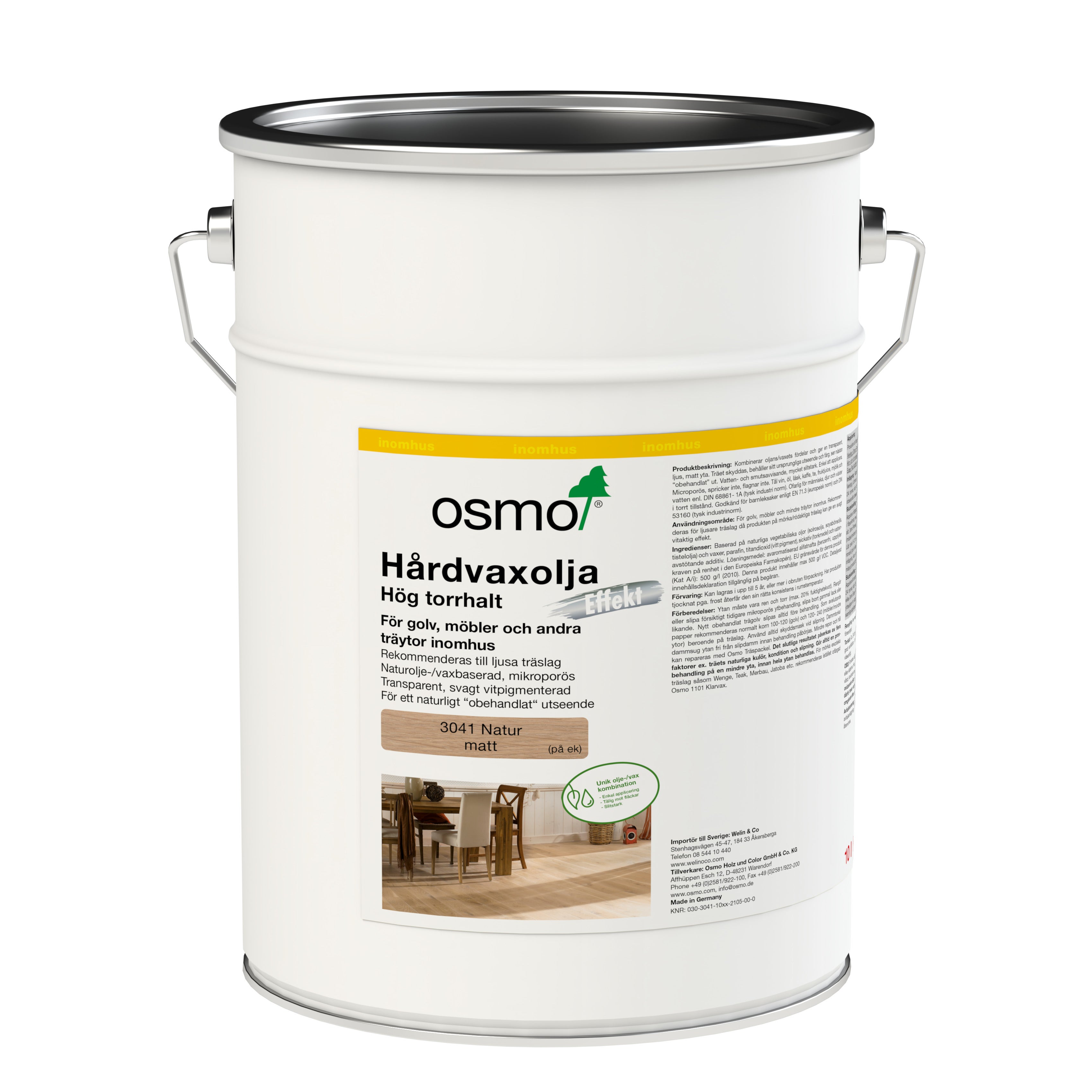 Hårdvaxolja Pigmenterad 3041 Natur Osmo Ljus Vit 10 l Matt