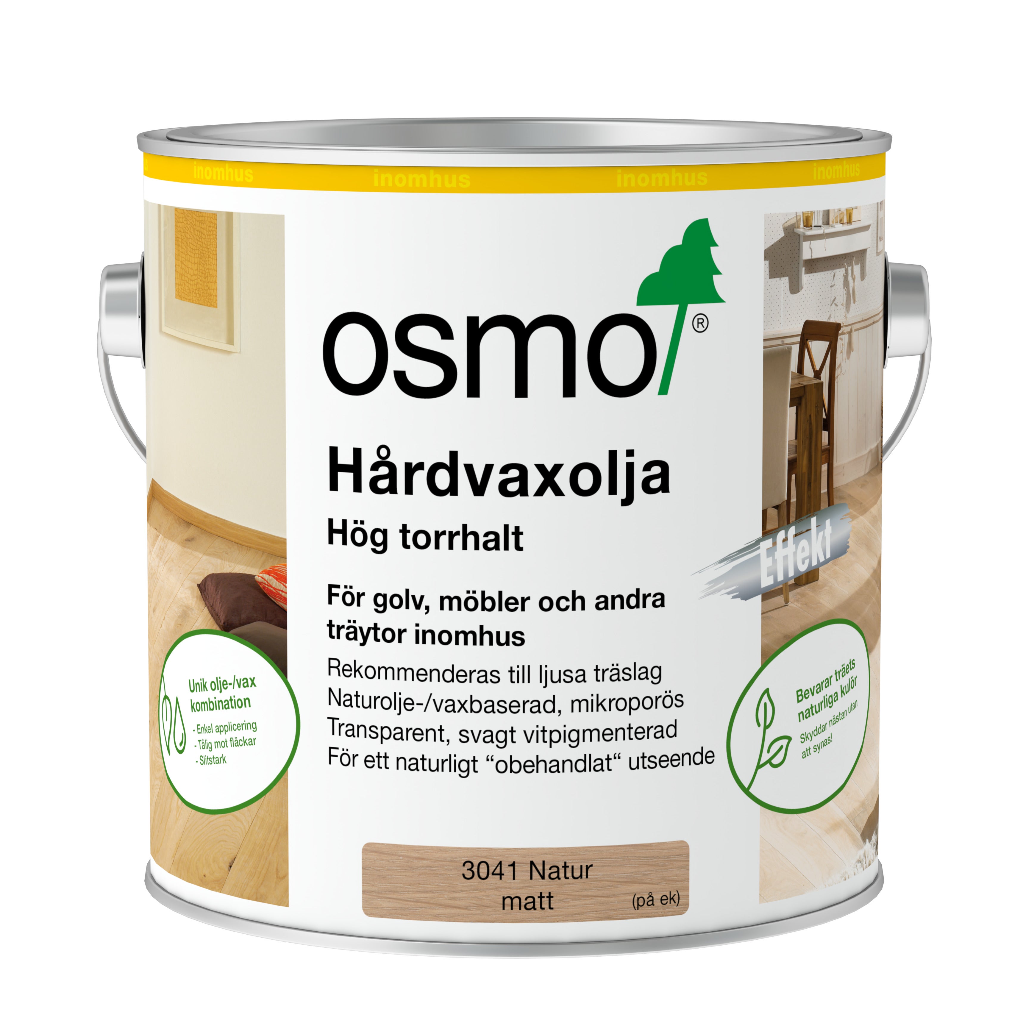 Hårdvaxolja Pigmenterad 3041 Natur Osmo Ljus Vit 2,5 l Matt