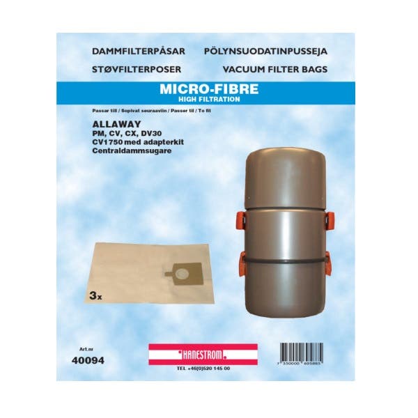 Dammsugarpåsar Allaway Pm Cv Cx Dv30 3-pack