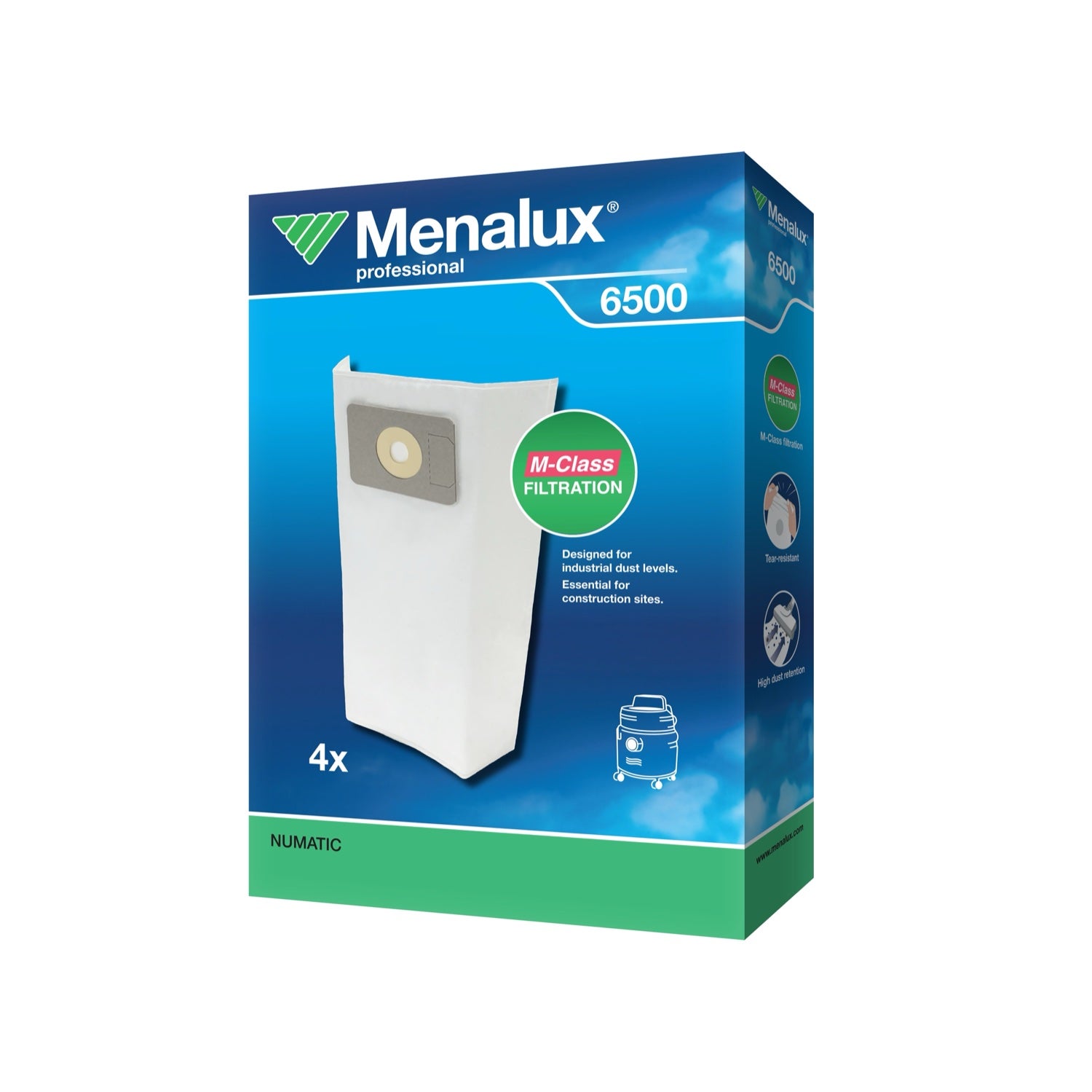Dammsugarpåsar Menalux Professional 6500 Numatic 4-pack