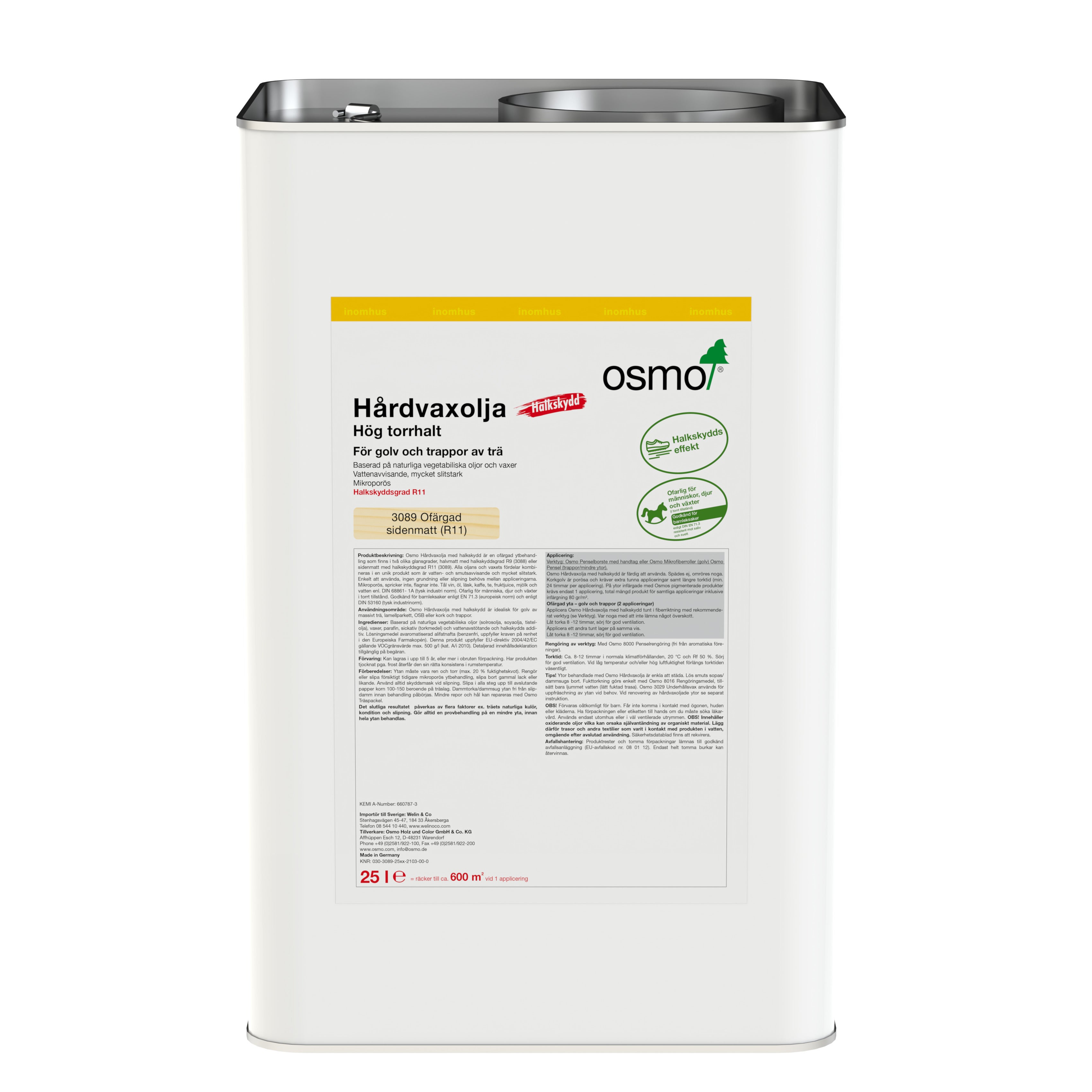 Hårdvaxolja Halkskydd R11 3089 Osmo Ofärgad 25 l Sidenmatt