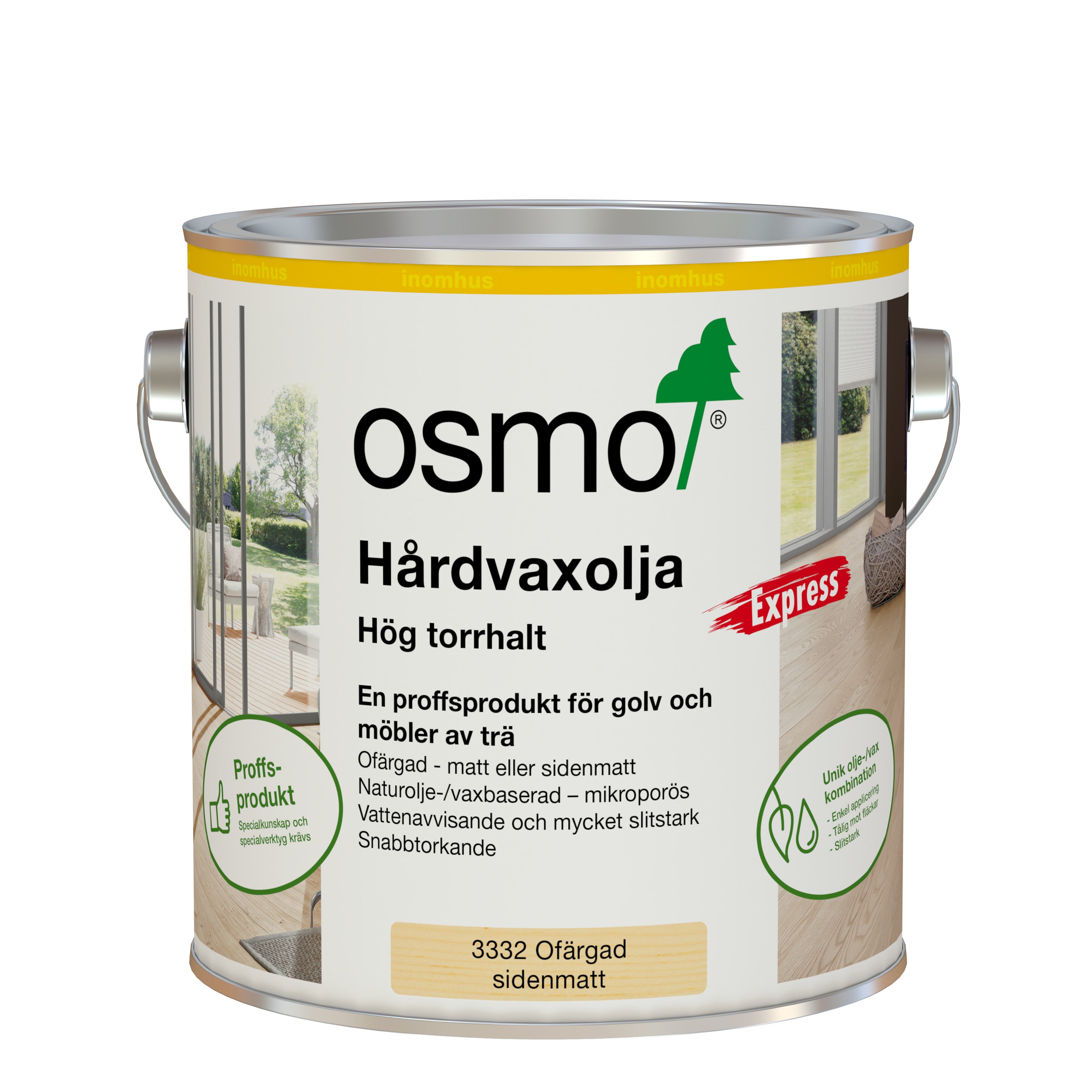 Hårdvaxolja Express 3332 Osmo Ofärgad 2,5 l Sidenmatt