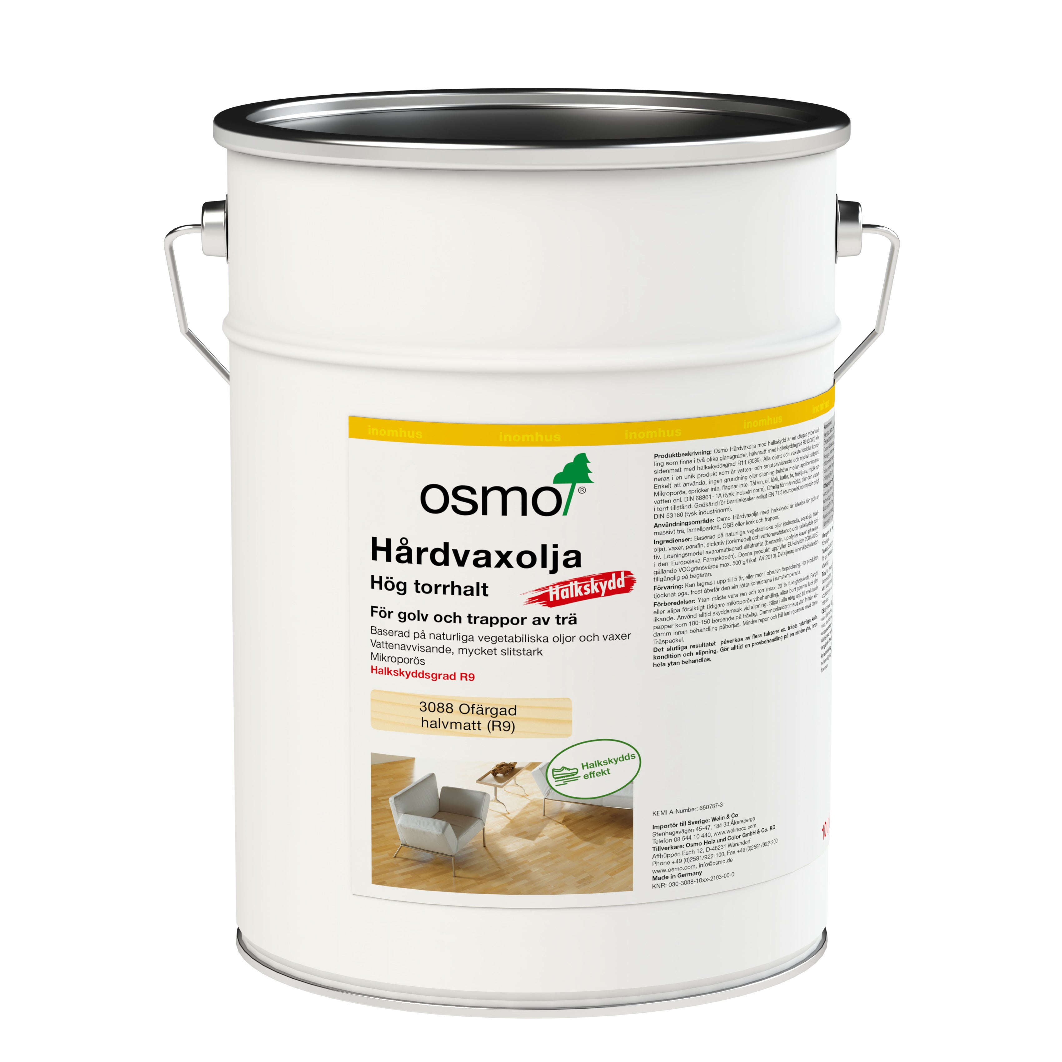Hårdvaxolja Halkskydd R9 3088 Osmo Ofärgad 10 l Halvmatt