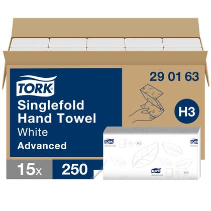 Pappershandduk Tork H3 Advanced 2-lager Singlefold 3750st