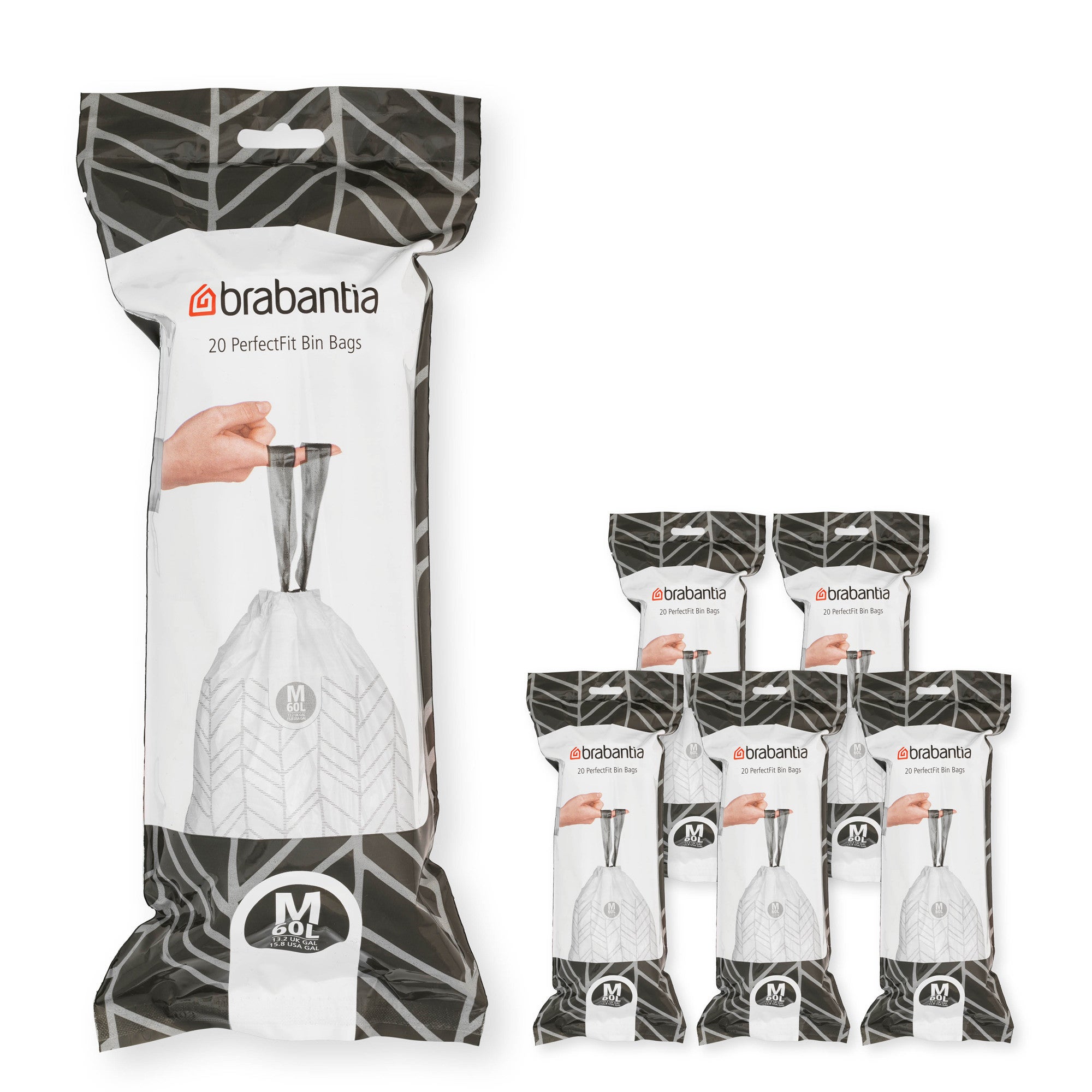 PerfectFit Avfallspåsar M Brabantia 60L Vit