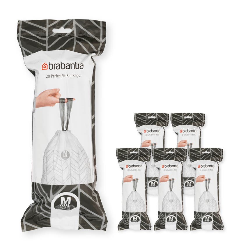 PerfectFit Avfallspåsar M Brabantia 60L Vit