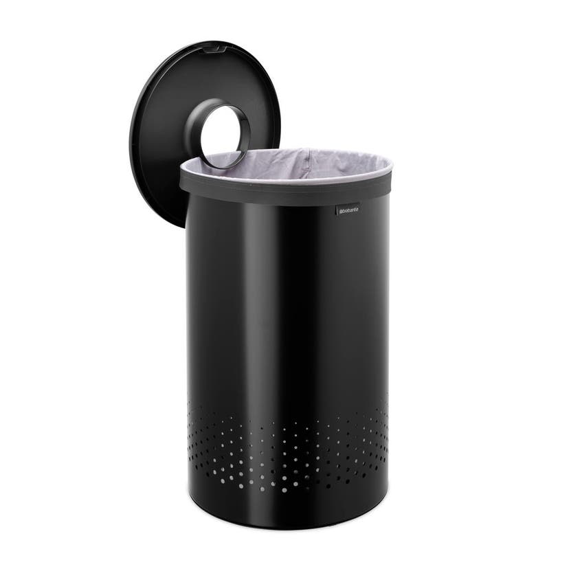 Tvättkorg med mörkgrått plastlock Brabantia 60L
