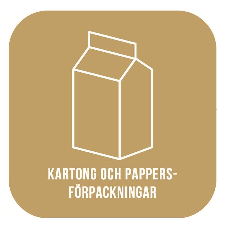 Dekal Sorteringskärl pappersförpackning Brun