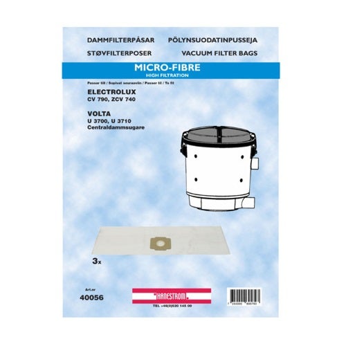 Dammsugarpåsar Volta U3700 Electrolux CV790 3-pack