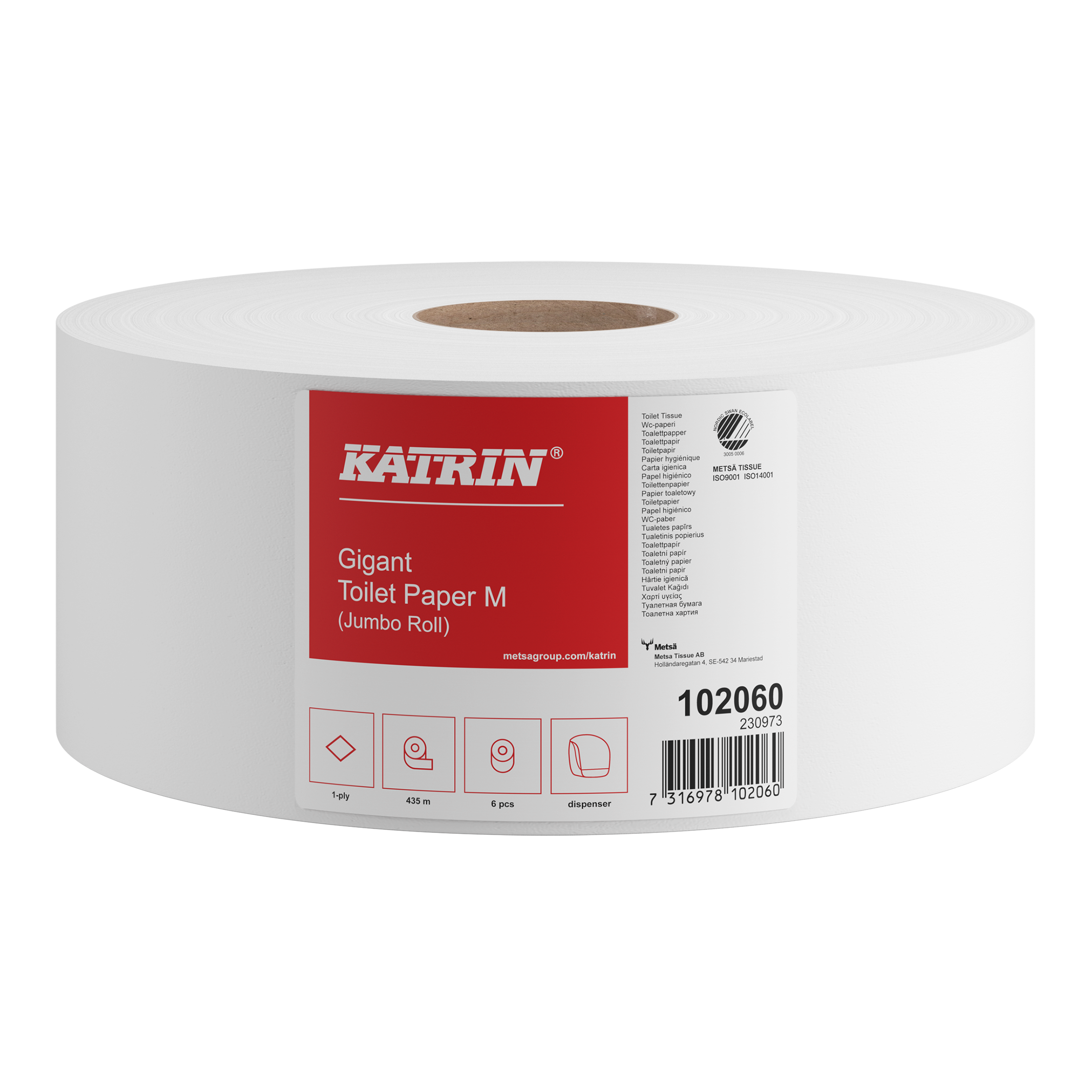 Toalettpapper Katrin Basic Gigant M 1-lager Vit 435M