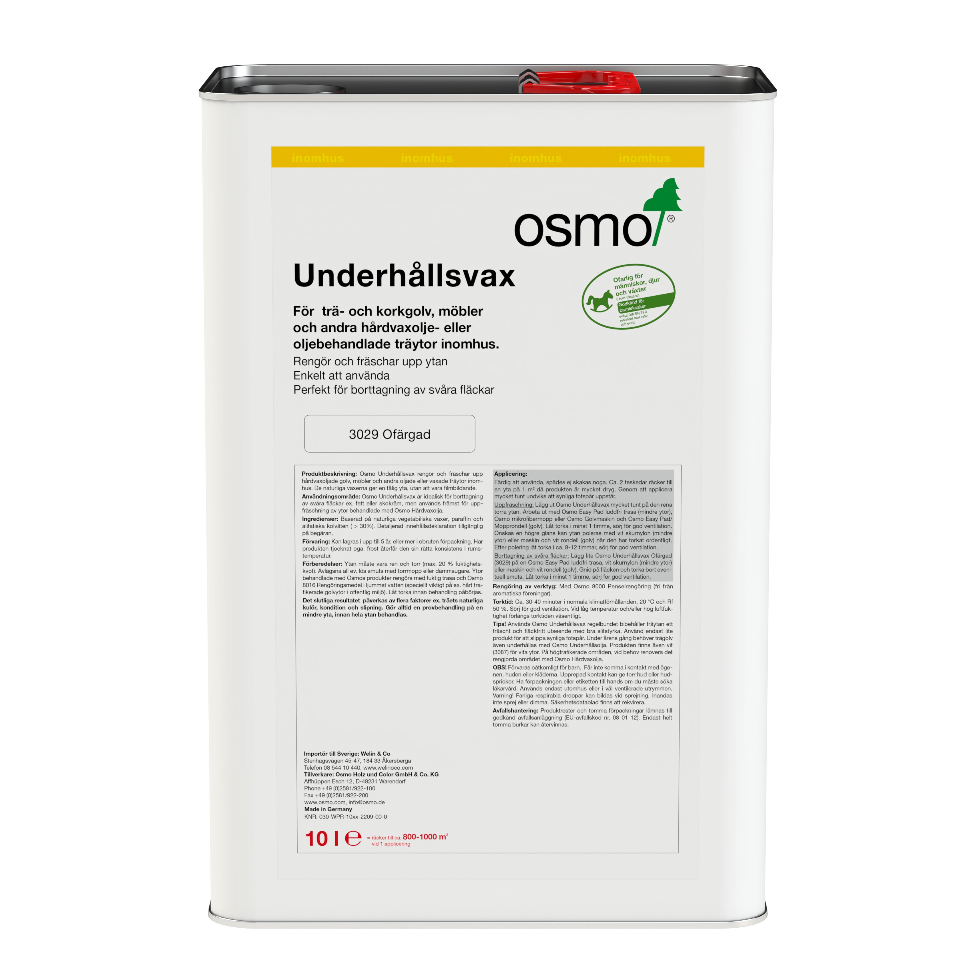 Underhållsvax 3029 Osmo Ofärgad 10 l Sidenmatt