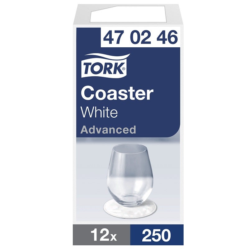 Glasunderlägg Tork Slät Rund Vit 9 cm 3000st/frp