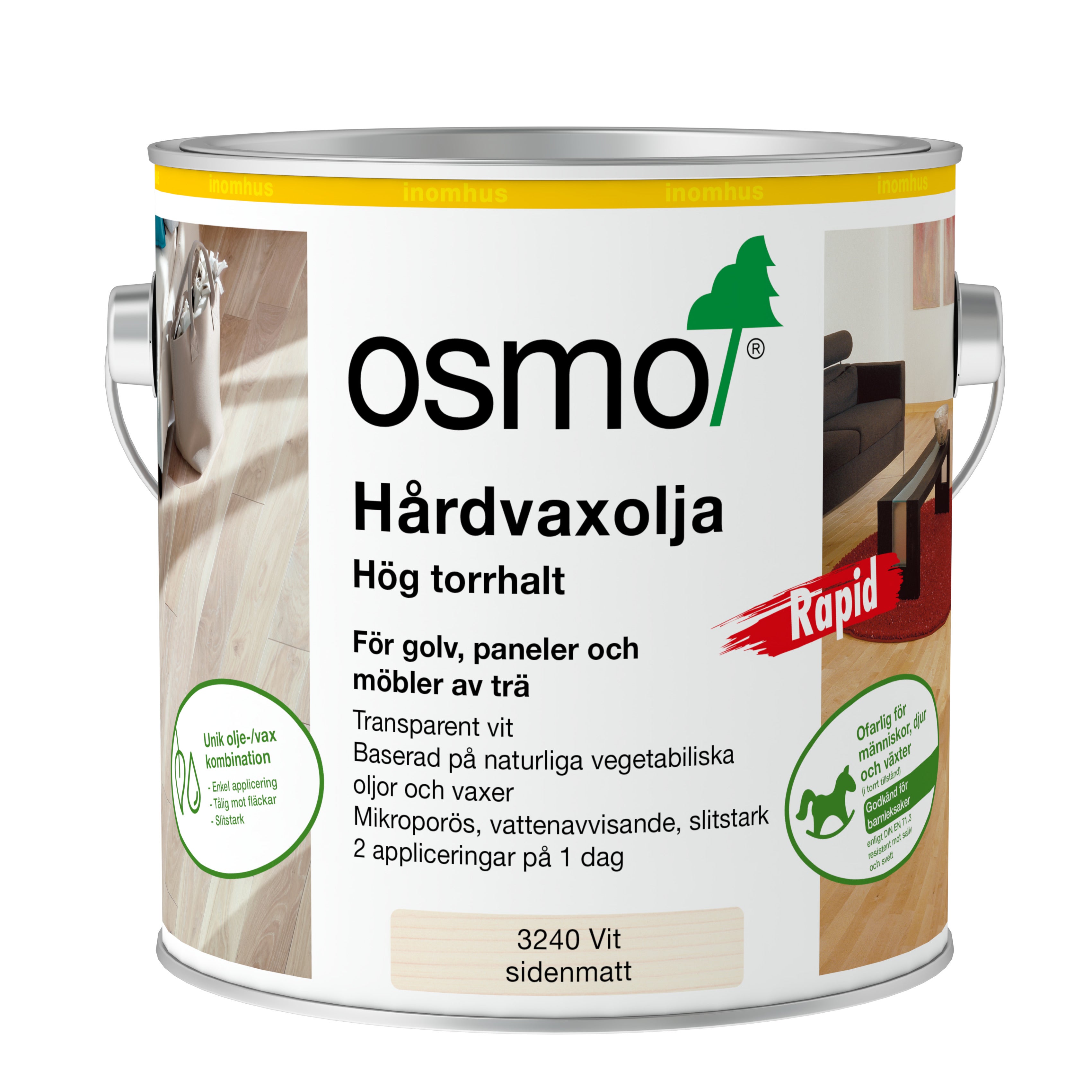 Hårdvaxolja Rapid 3240 Osmo Vit 2,5 l Sidenmatt