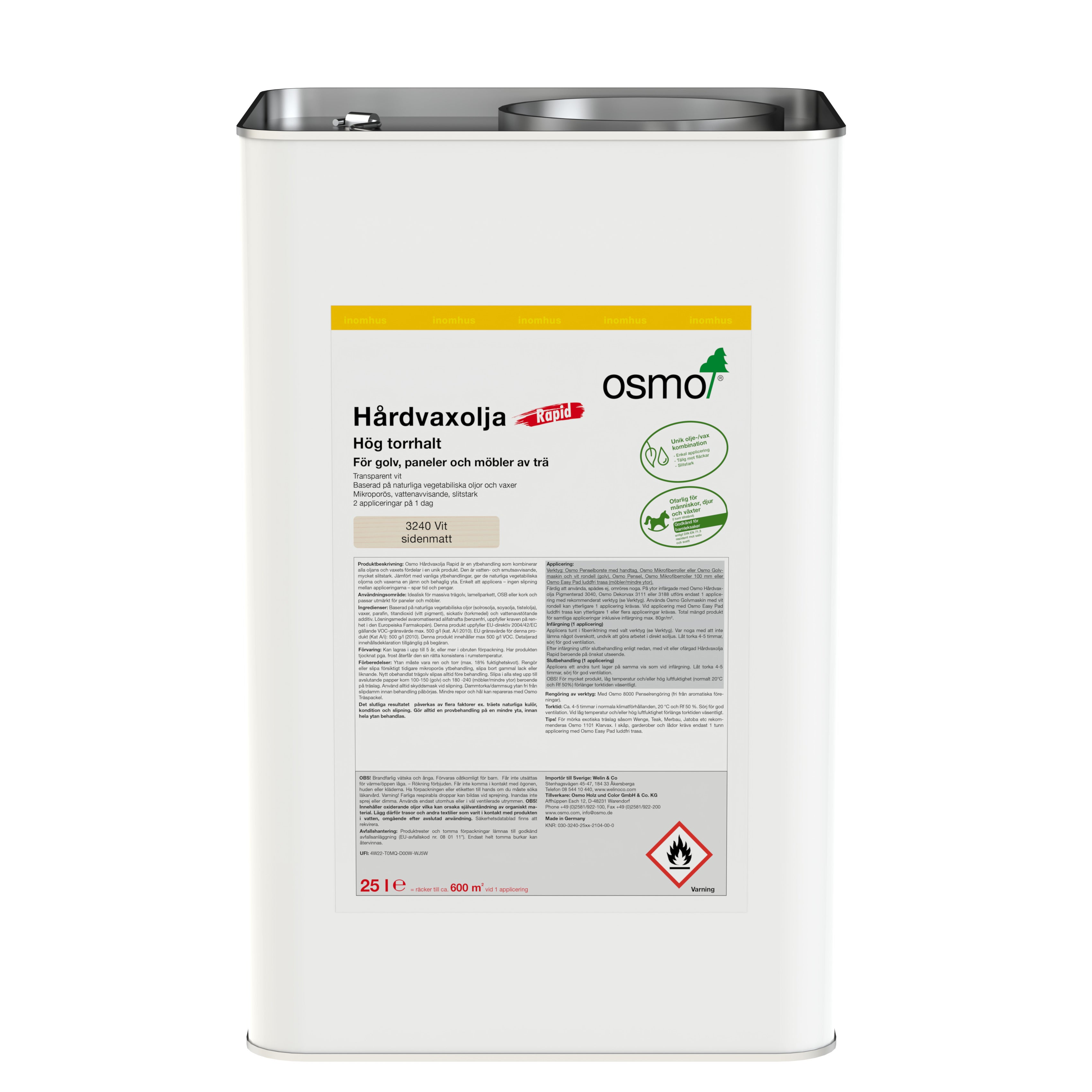 Hårdvaxolja Rapid 3240 Osmo Vit 25 l Sidenmatt