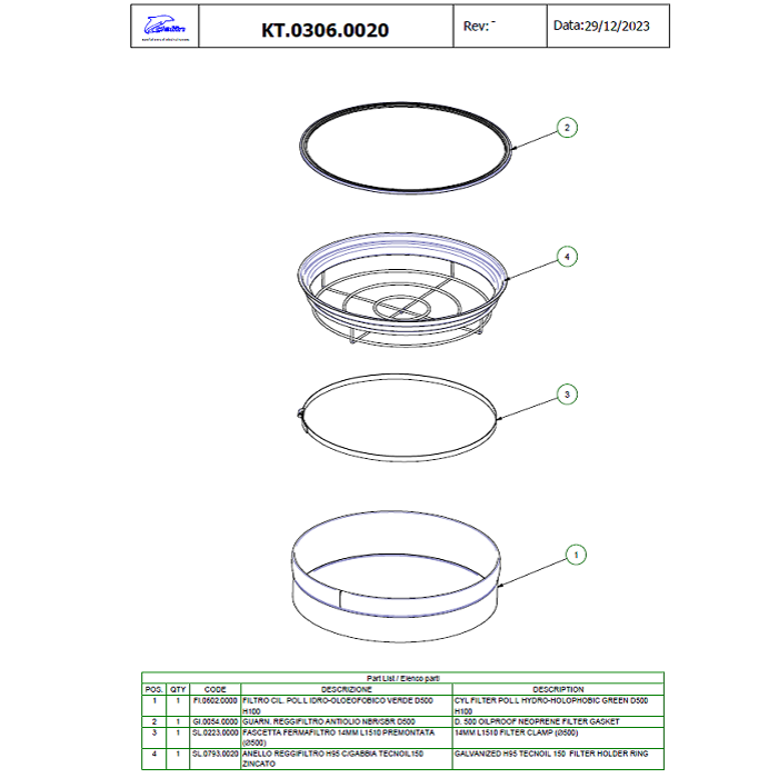 Filter komplett Delfin DM 40 Oil