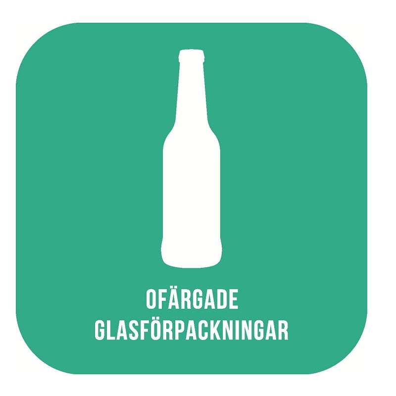 Dekal Sorteringskärl ofärgad glasförpackning Grön