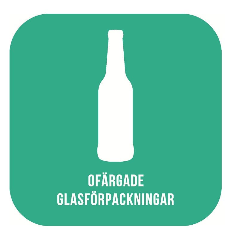 Dekal Sorteringskärl ofärgad glasförpackning Grön