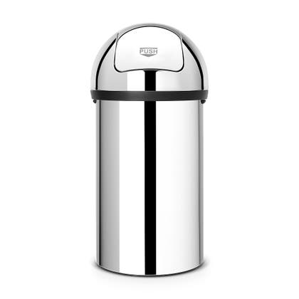 Papperskorg Brabantia Push Bin 60L Blankborstat Stål