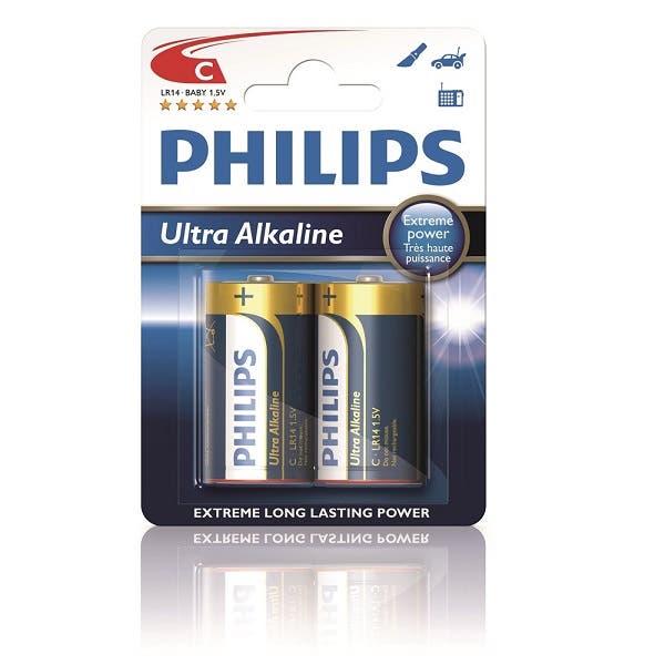 Batteri Philips C LR14 Alkaliska 2st/frp