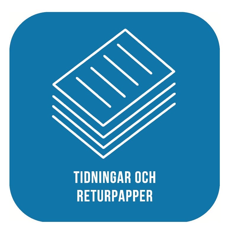 Dekal Sorteringskärl tidning & papper Blå