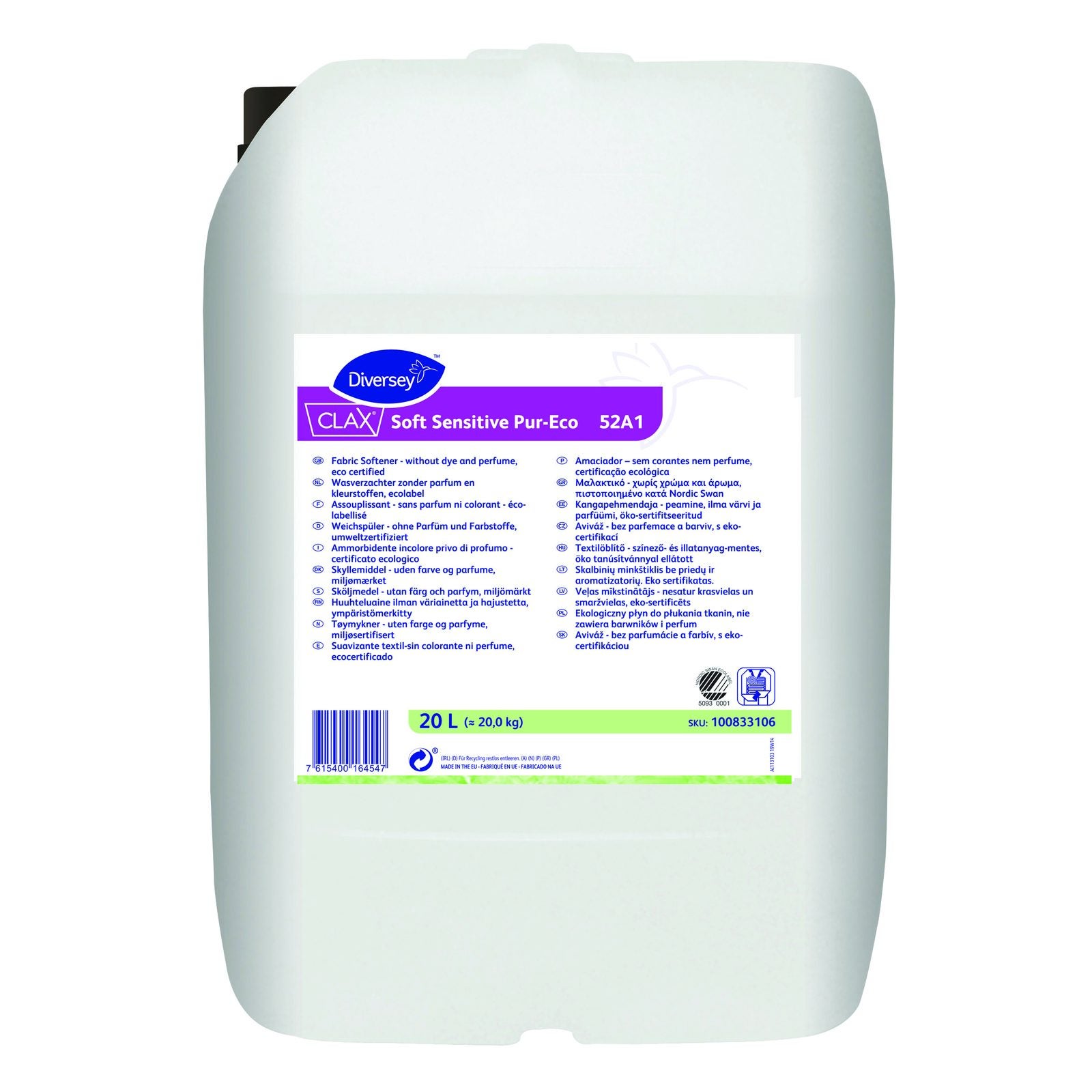 Sköljmedel Clax Soft Sensitive Pur-Eco 20L