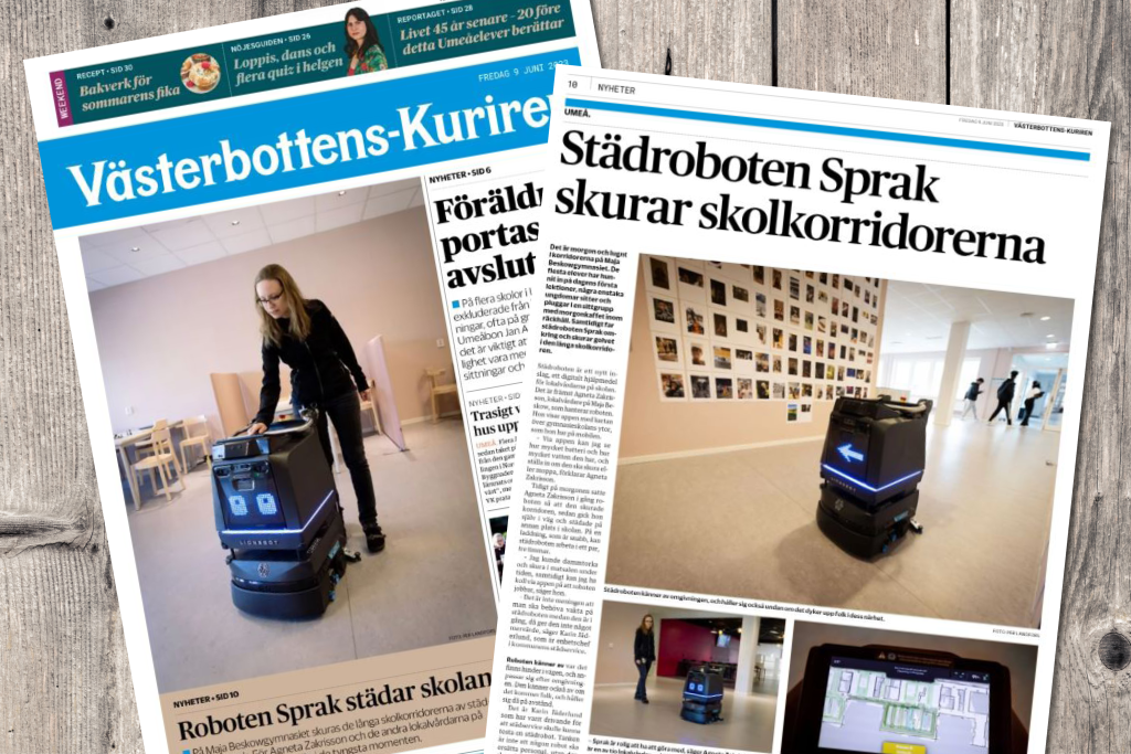 Tidningsartikel städrobot R3 Scrub Umeå